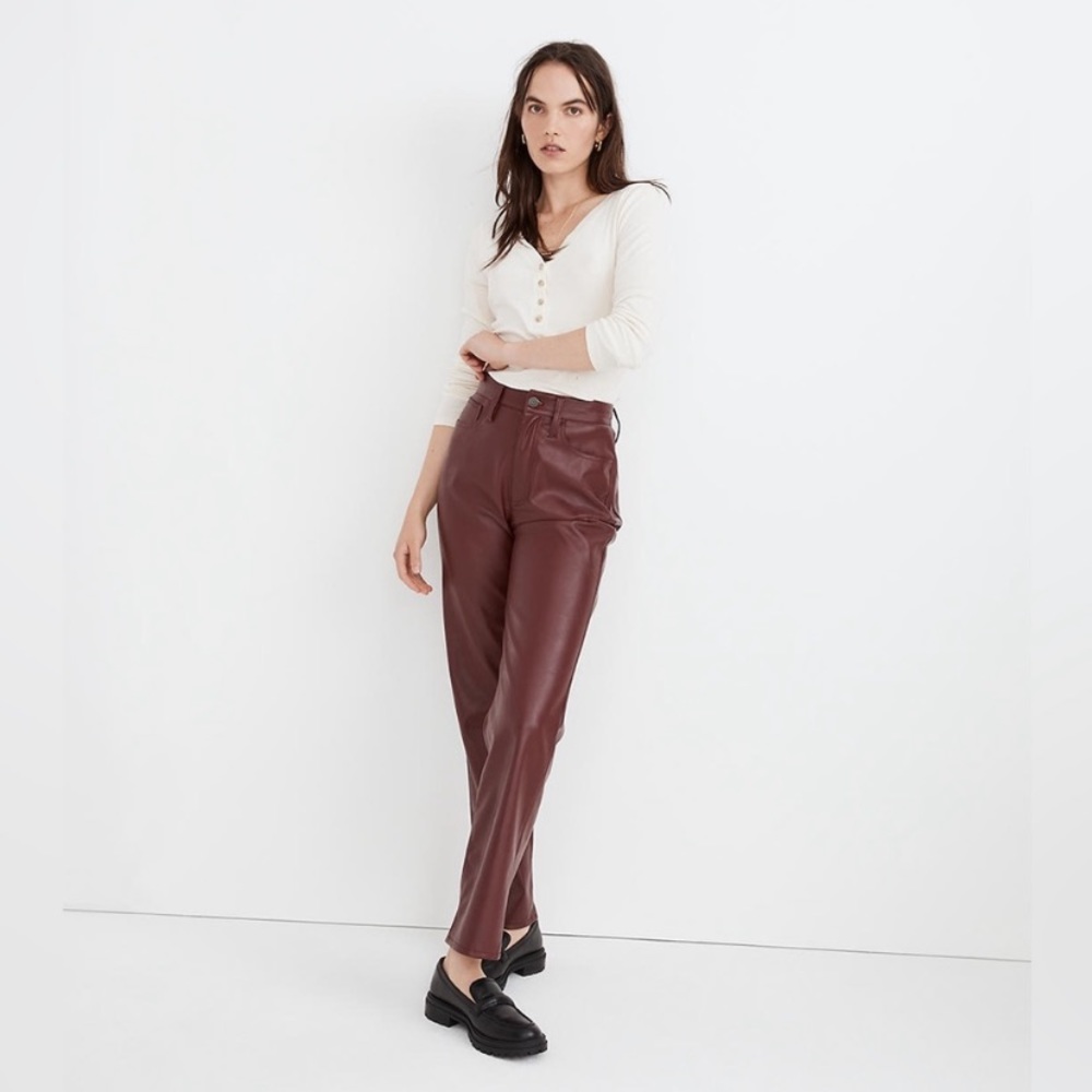 NWT Madewell The Perfect Vintage Straight Jean: Faux Leather Edition